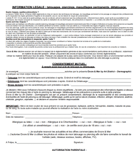 Formulaire de consentement mutuel et autorisation parentale pour tatouage piercing détatouage à télécharger PDF Encre Et Mer Fréjus