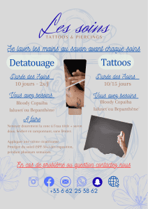 Guide de soins tatouage et detatouage avec instructions détaillées de cicatrisation Encre Et Mer studio Fréjus Var